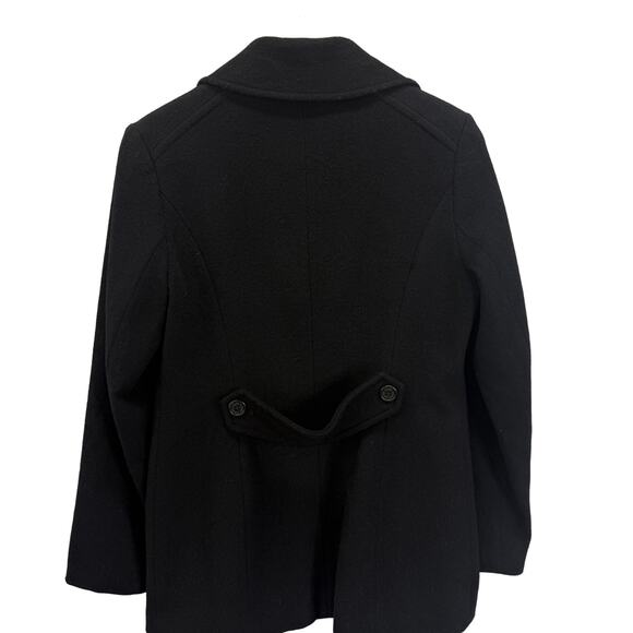 LRL Ralph Lauren Womens Wool Blend Black Peacoat Size 4 Button Front Pockets - Picture 2 of 3